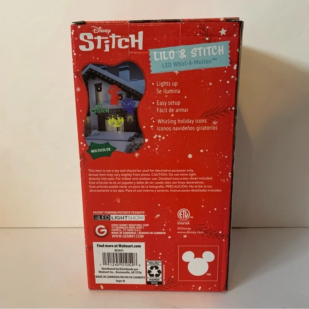 NIB. Disney Lilo & Stitch Festive Light Projector
